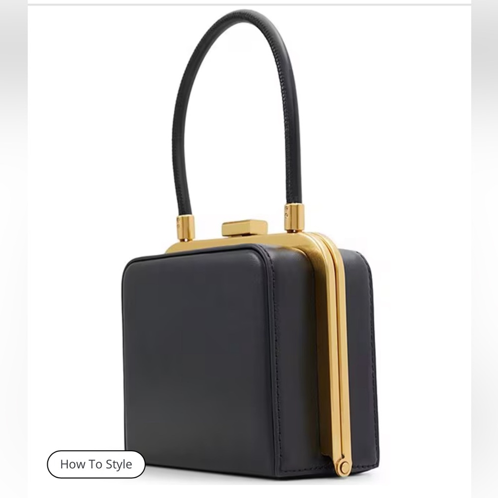 Ted Baker Black Mini Square Top-Handle Bag with Gold Hardware - Picture 5 of 8